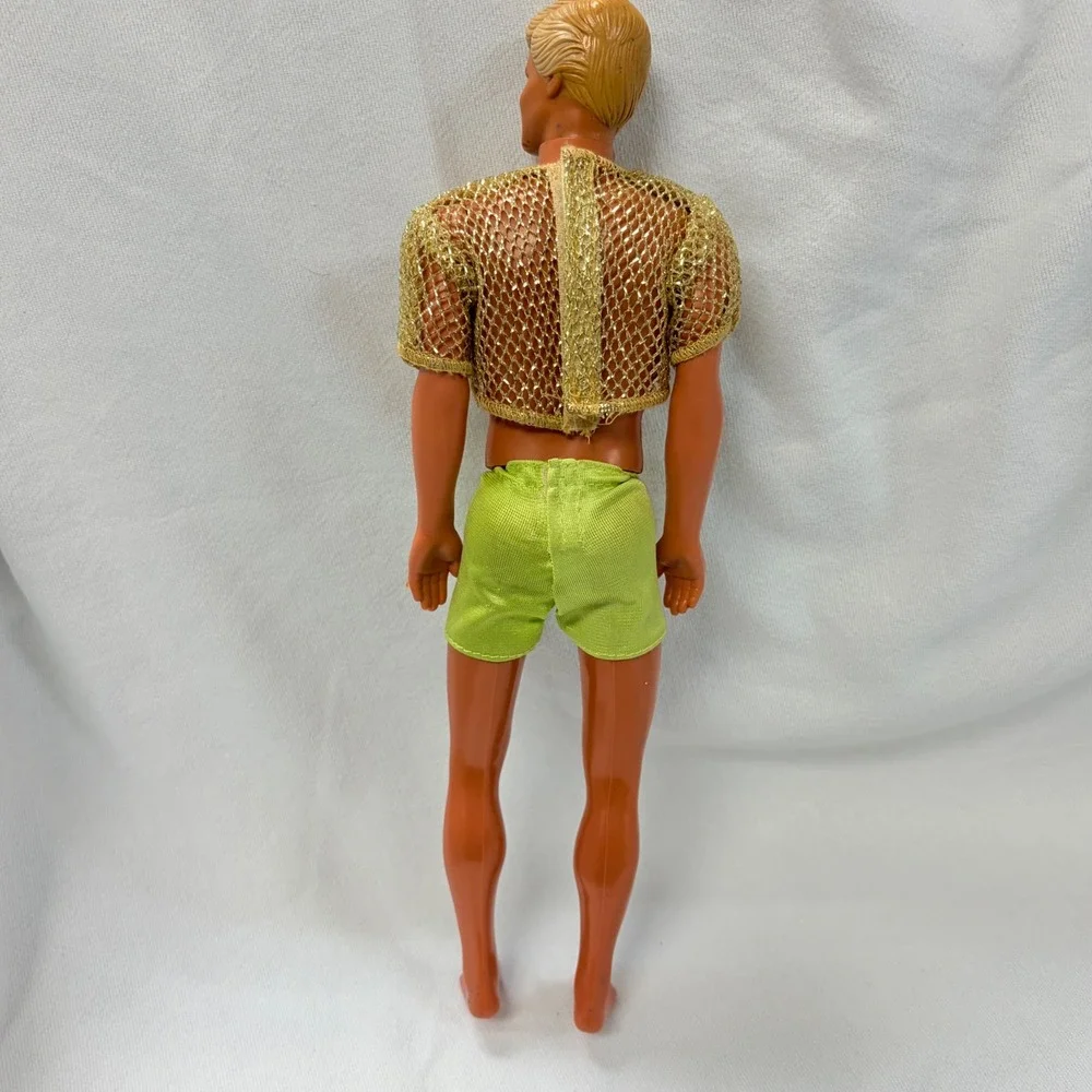 90s Vintage Sun Sensation Ken Doll 1991 Mattel Neon Beach Toy Gold Top